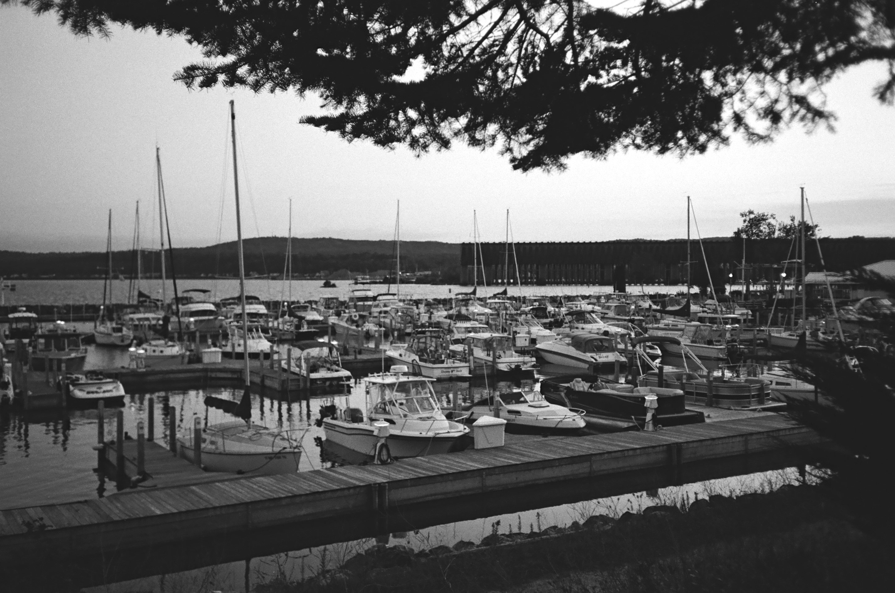 an image of a shore line shot on black and white film